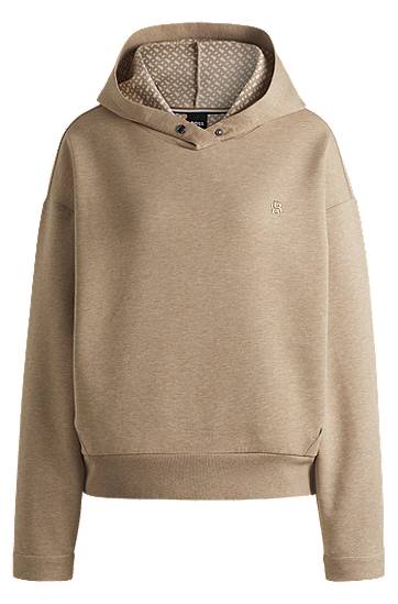 Sweatshirt BOSS Cotton-Blend Hoodie with Monogram Beige | 50532026, 0