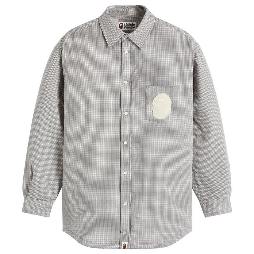 Jacka BAPE Check Padded Shirt Jacket Grå | 001HJK802002L-GRA