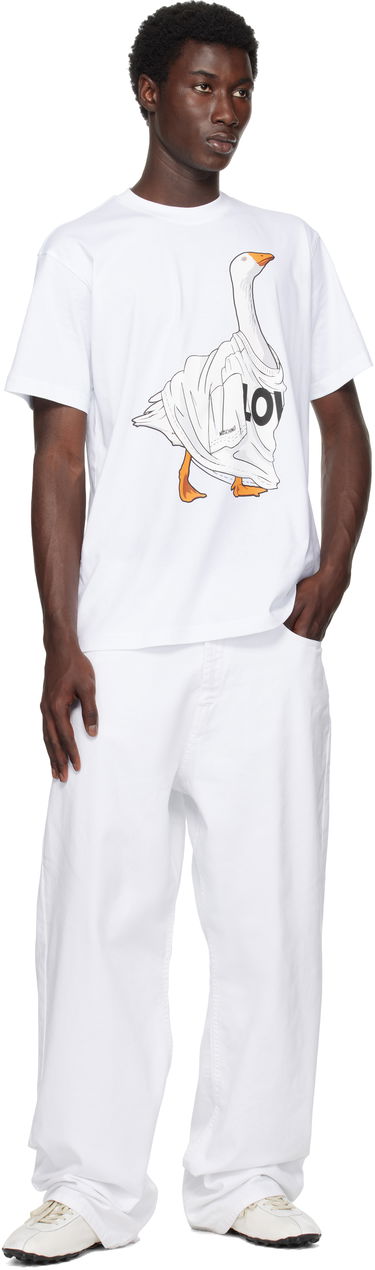 T-shirt Moschino Moschino Goose Graphic Organic Cotton T-Shirt Vit | 252ZZ071152411001, 3