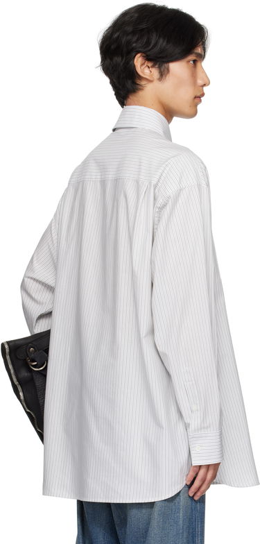 Skjorta Maison Margiela MM6 Maison Margiela Striped Long Sleeve Shirt Vit | SH0NH0014 M35474, 2