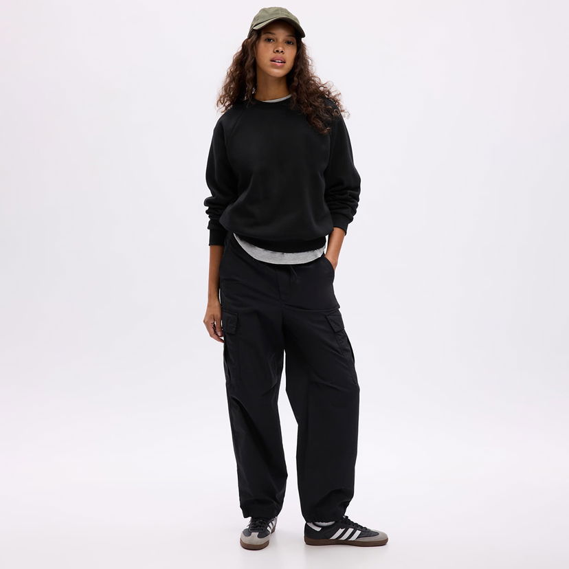 Sweatshirt GAP Raglan Pullover Crewneck Logo Sweatshirt Black Svart | 765585-19