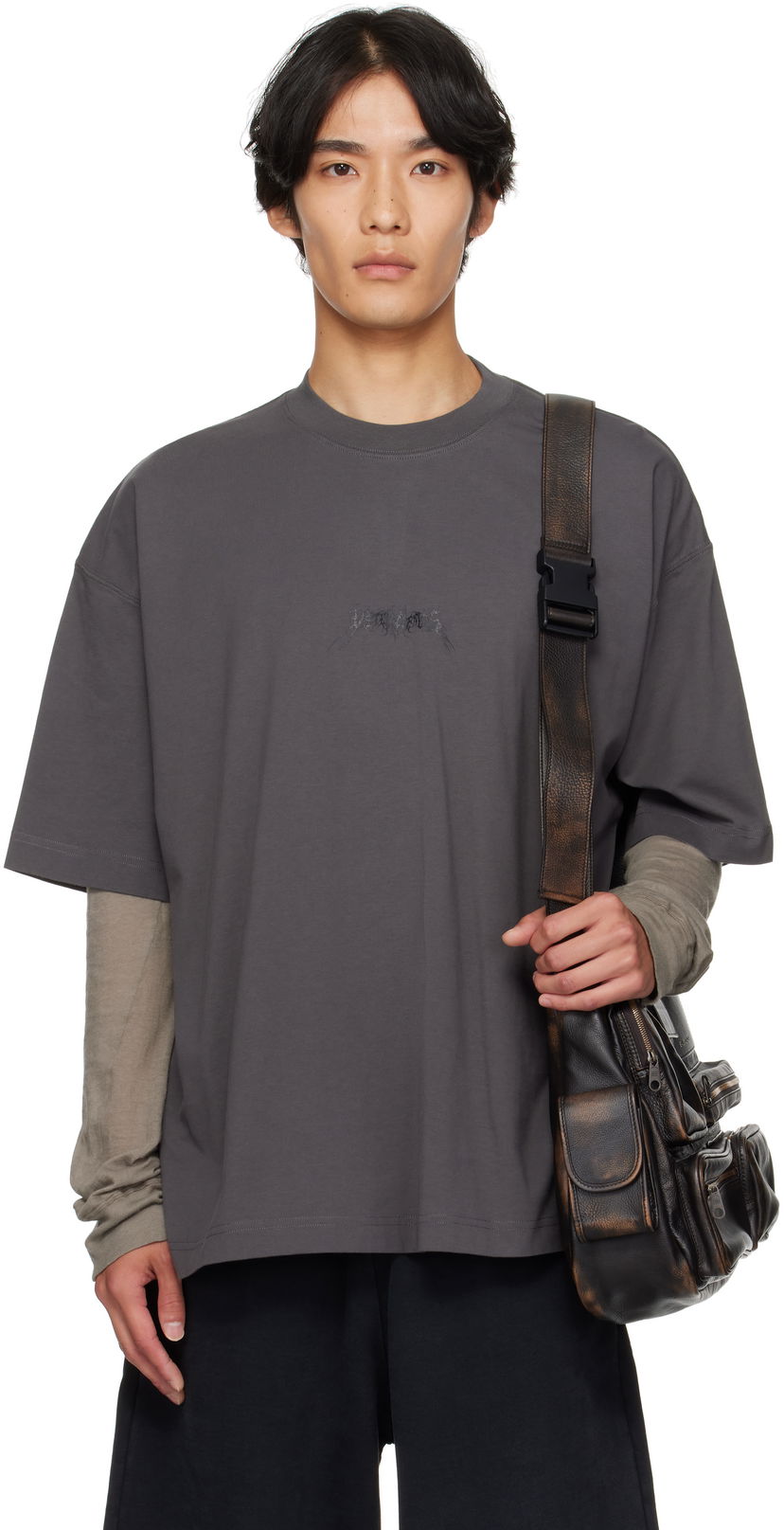 T-shirt VETEMENTS VETEMENTS Metal Logo Regular Fit T-Shirt Grå | UH76TR600M
