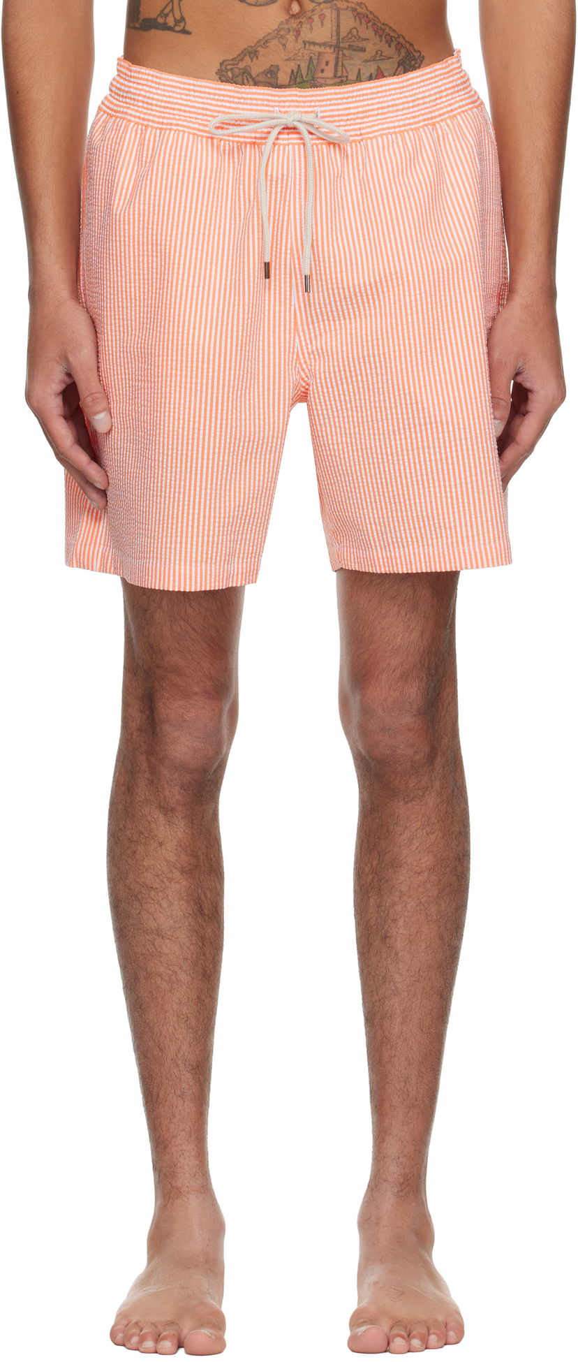 Badkläder Polo by Ralph Lauren Ralph Lauren Traveler Striped Swim Shorts Orange | 710957784006