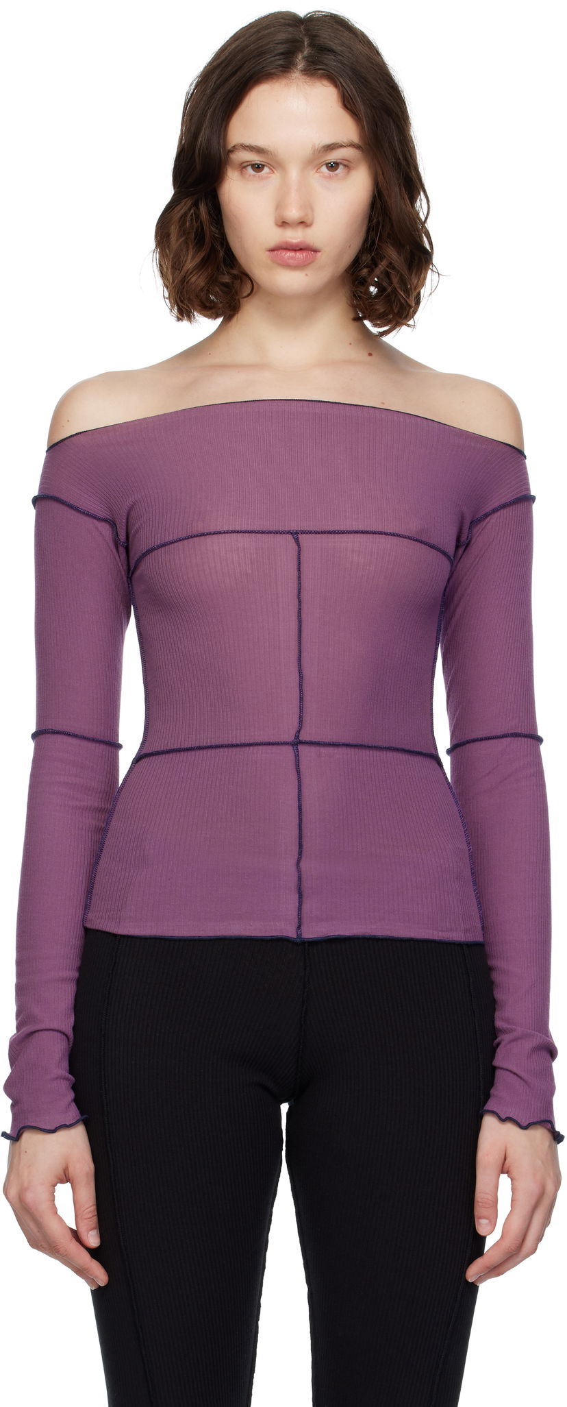 Linne Baserange Baserange Cinder Off-the-Shoulder Top Purpur | TTCL-CR-AU25