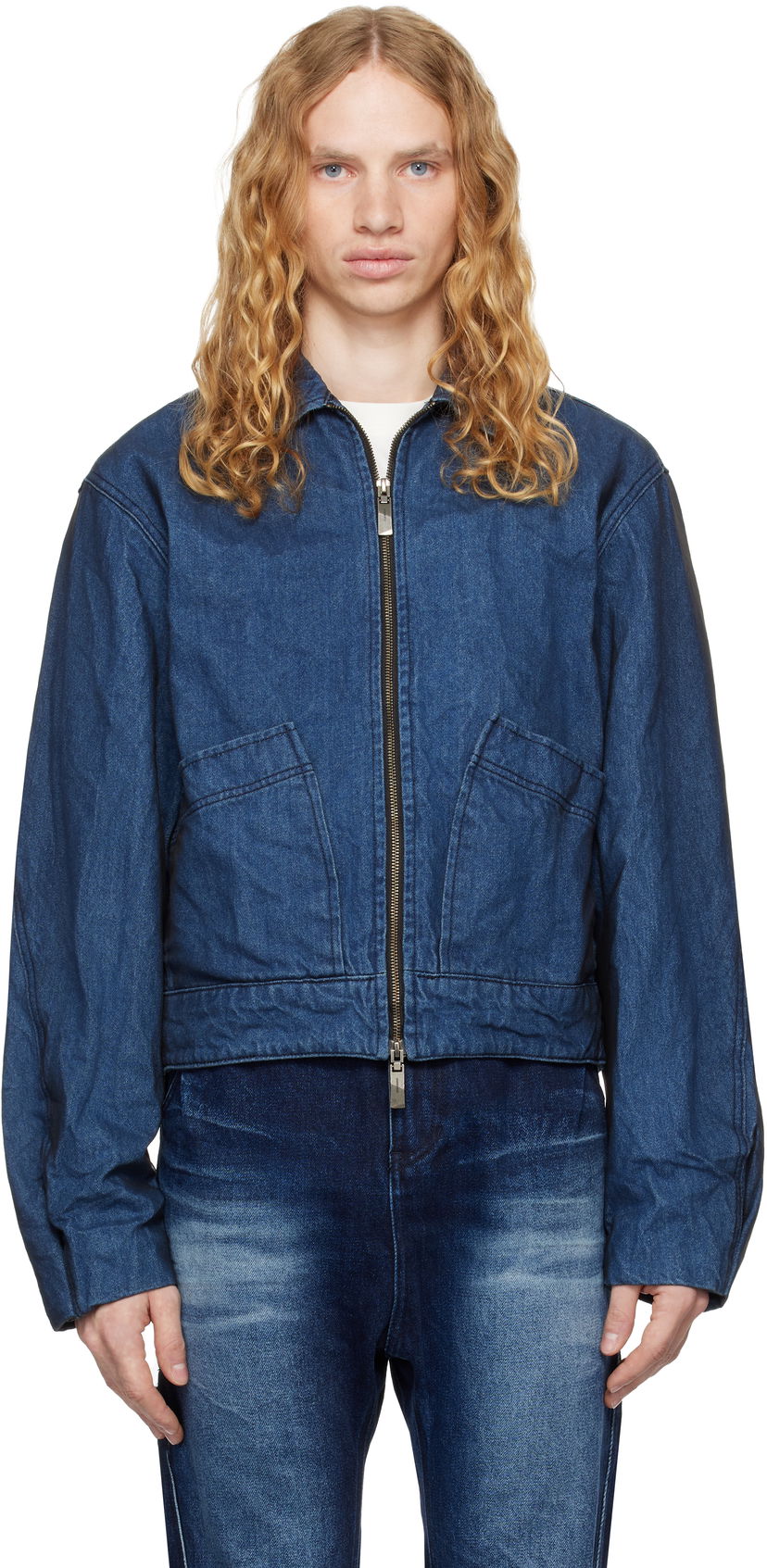 Bomberjacka ADER ERROR Denim Zip-Up Jacket Blå | BN01FWJK1601BL
