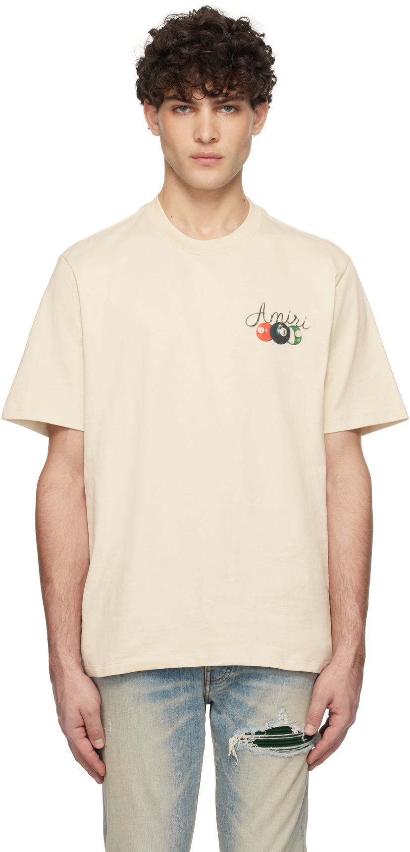 T-shirt AMIRI Pool Cue Graphic T-Shirt Beige | AMJYTE1135