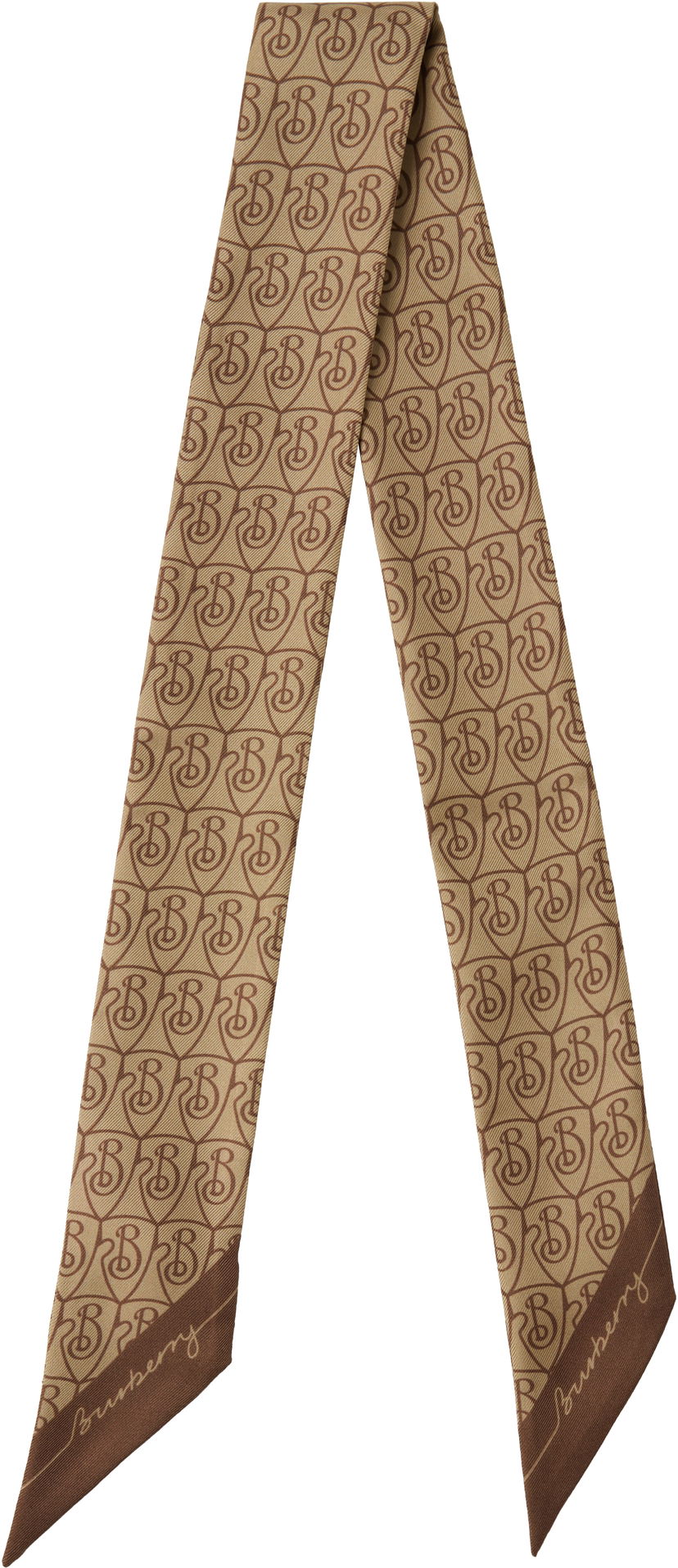 Halsduk Burberry Burberry Skinny B Shield Silk Scarf Beige | 8106311