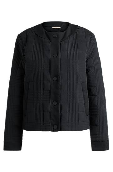 Pufferjacka BOSS Water-Repellent Padded Check Jacket Svart | 50518343