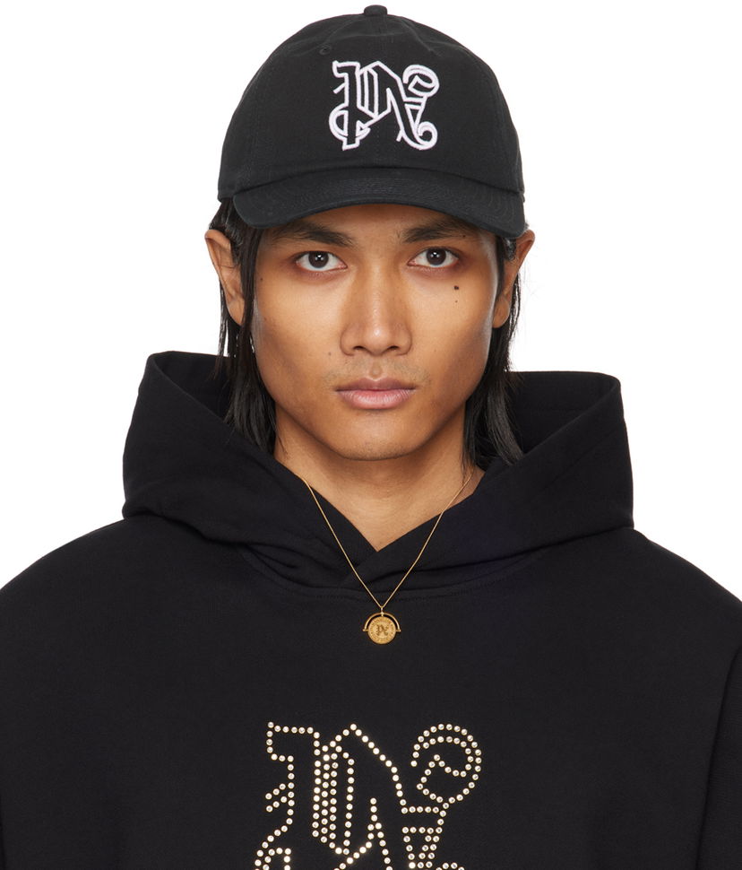 Keps Palm Angels Monogram Cap Svart | PMLB094R24FAB0121001