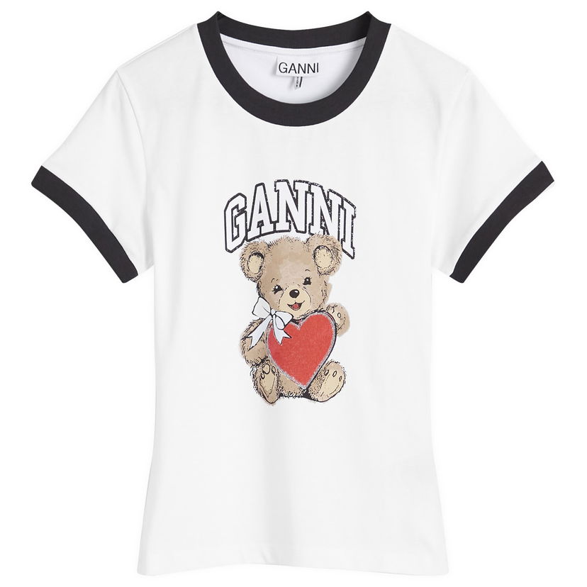 T-shirt GANNI Bear Baby T-Shirt Bright White Vit | T4061-151