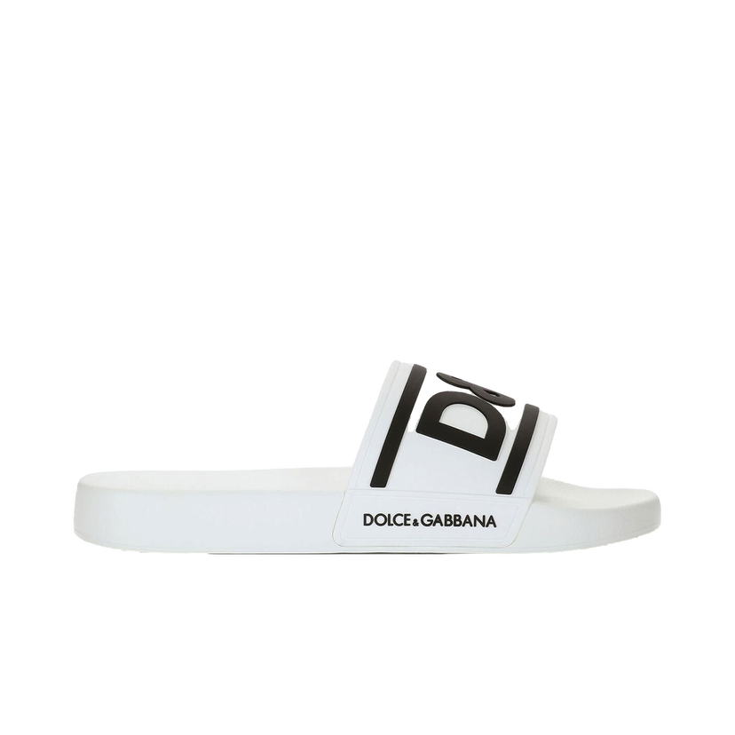 Sneakers och skor Dolce & Gabbana Beachwear Sliders DG Logo White Black Vit | CS2072AQ85889697