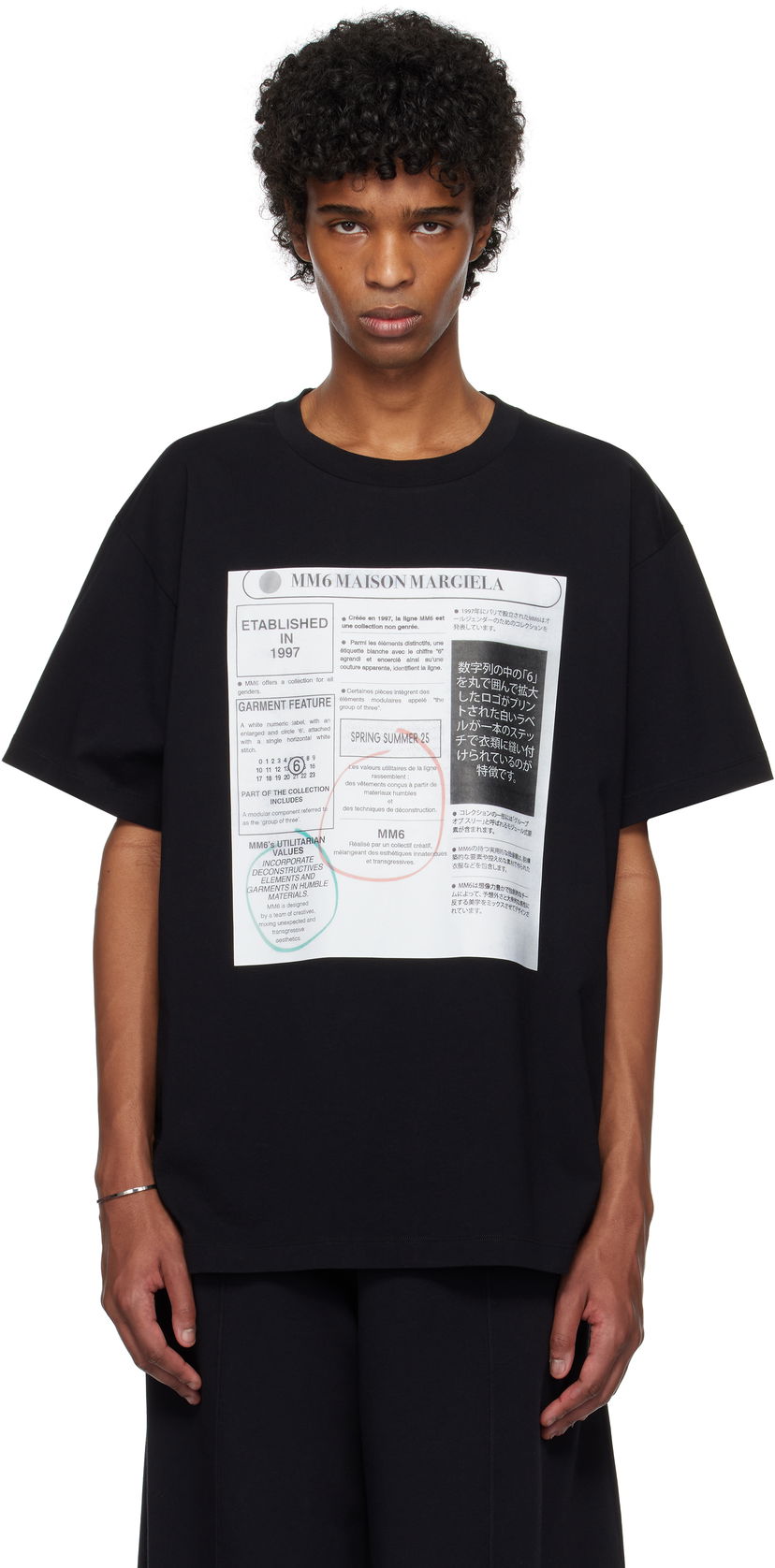 T-shirt Maison Margiela MM6 Newspaper Print T-Shirt Svart | SH0GC0043 S24312