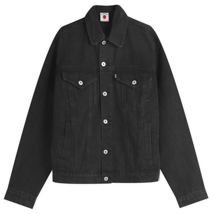 Jacka BBC IceCream ICECREAM Running Dog Denim Trucker Jacket, Size Large Svart | ICD25101-BLK