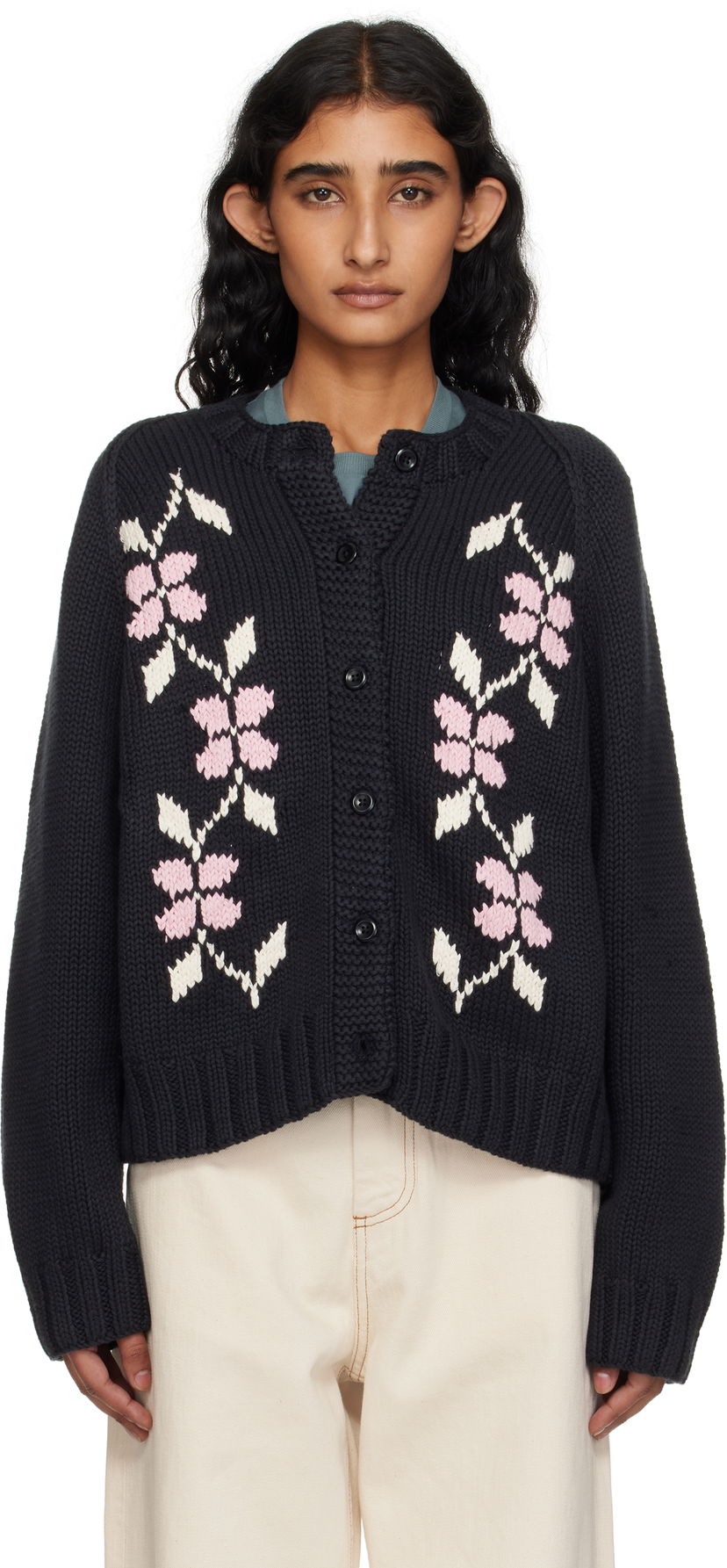 Sweater YMC YMC Atomic Knit Cardigan Svart | Q8YME