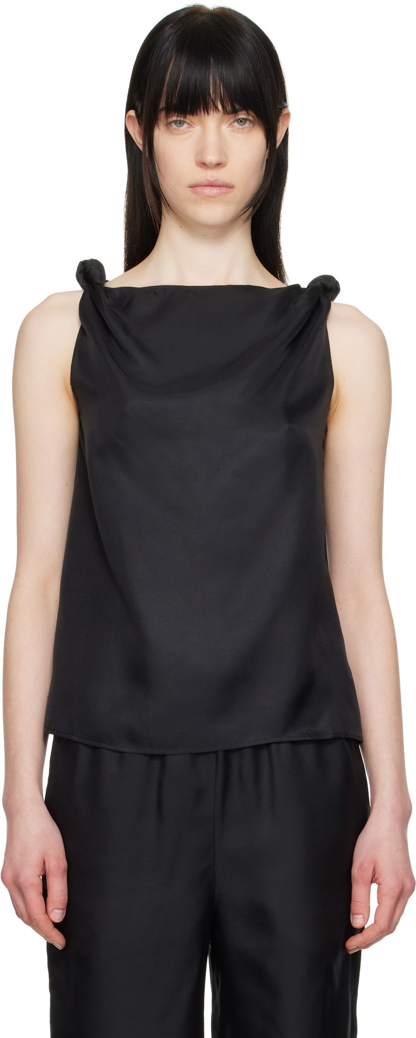 Linne Loulou de Saison Loulou de Saison Remy Knotted Tank Top Svart | REMY