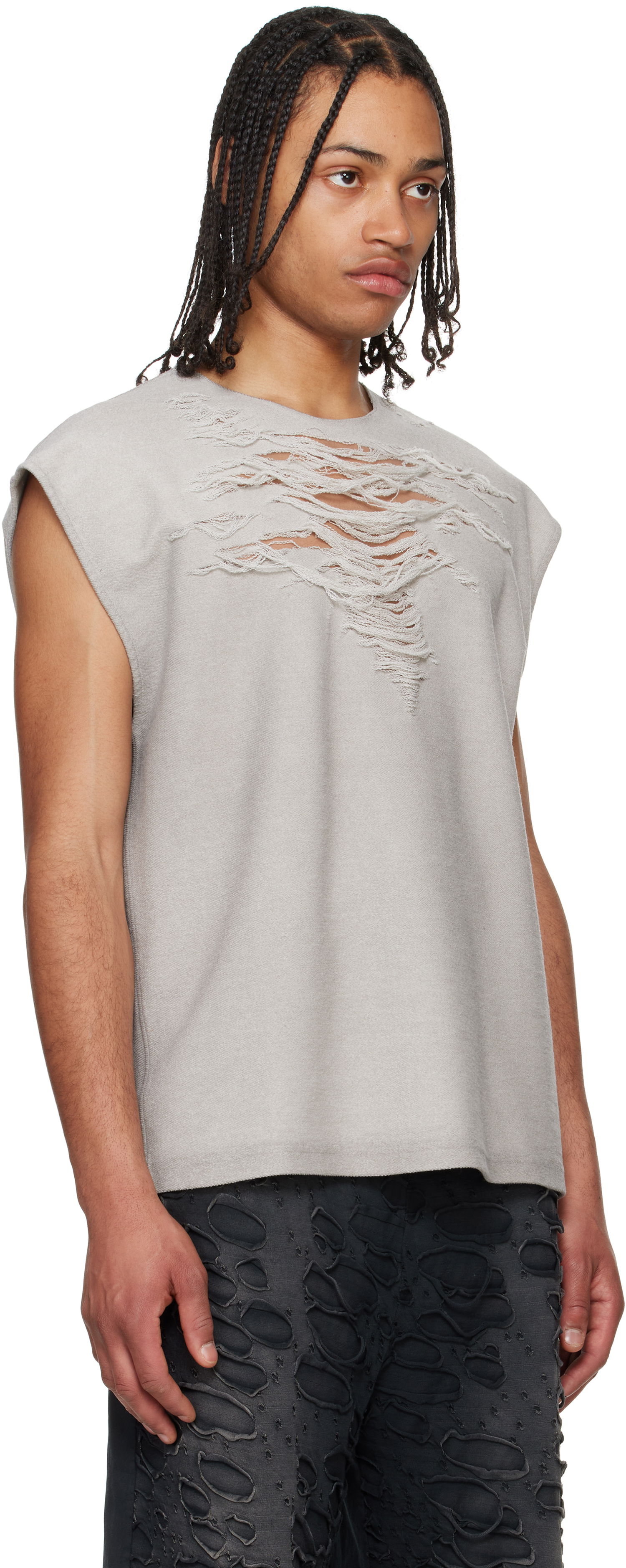 Linne Diesel Diesel S-Rub-SL Distressed Tank Top Grå | A19115-0PLAI-97C, 1
