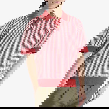 Polotröja Drôle de Monsieur Striped Knit Polo Shirt Röd | G-PO167-CO208-BR, 2