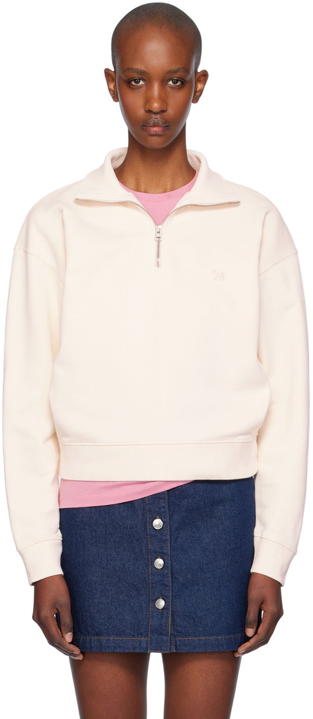 Sweatshirt MAISON KITSUNÉ Half-Zip Sweatshirt Vit | MW00304KM0325