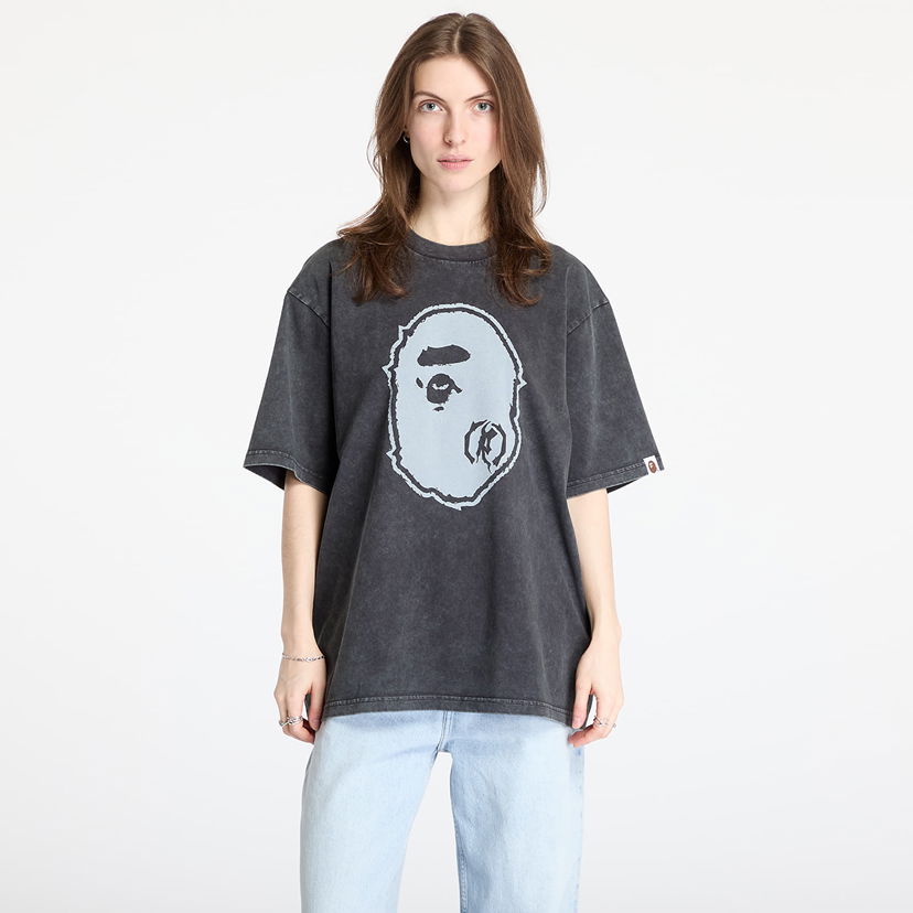 T-shirt BAPE A BATHING APE Garment Dye Ape Head Relaxed Fit Tee Svart | 001CSL301342MBLK