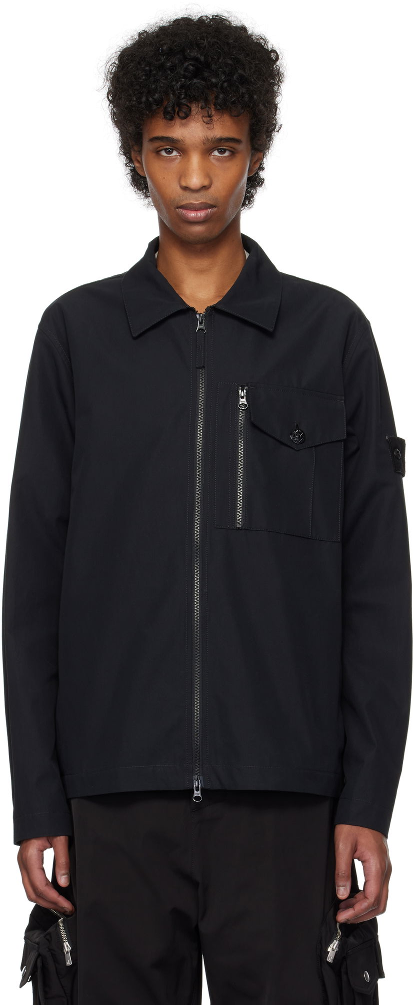Skjorta Stone Island Stone Island Weatherproof Cotton Canvas Overshirt Svart | K1S15 1200007 S00F1