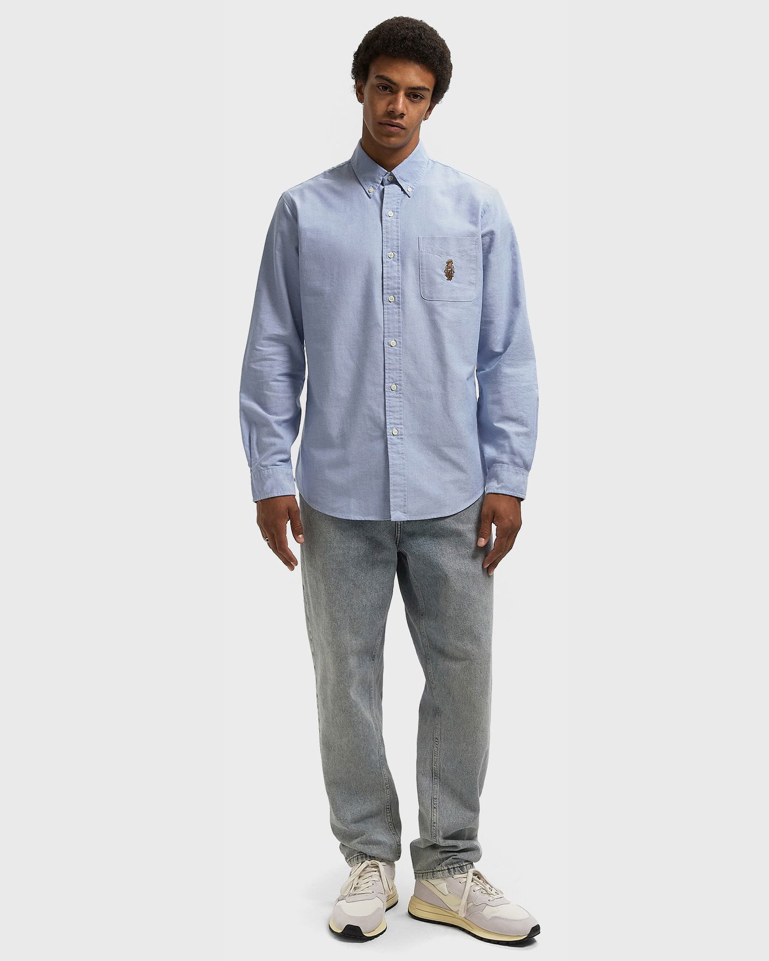 Skjorta Polo by Ralph Lauren Polo Bear Custom Fit Long Sleeve Button-Down Shirt Blå | 710P00577001, 1