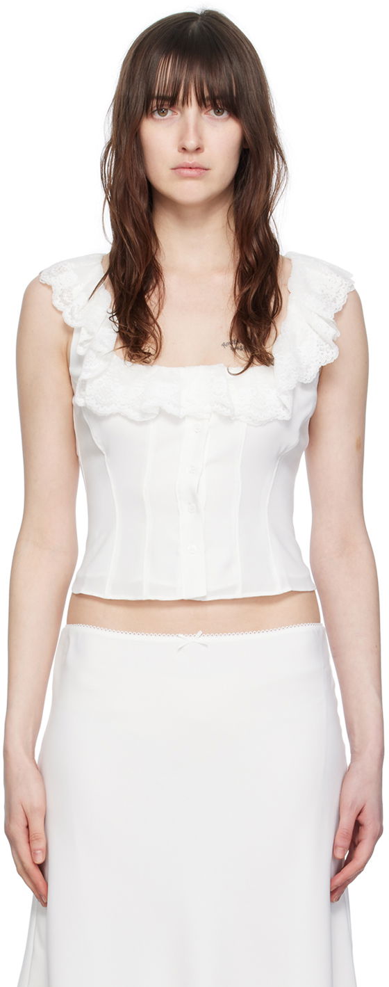 Linne GUIZIO Guizio Paloma Lace Tank Top Vit | C00102W016