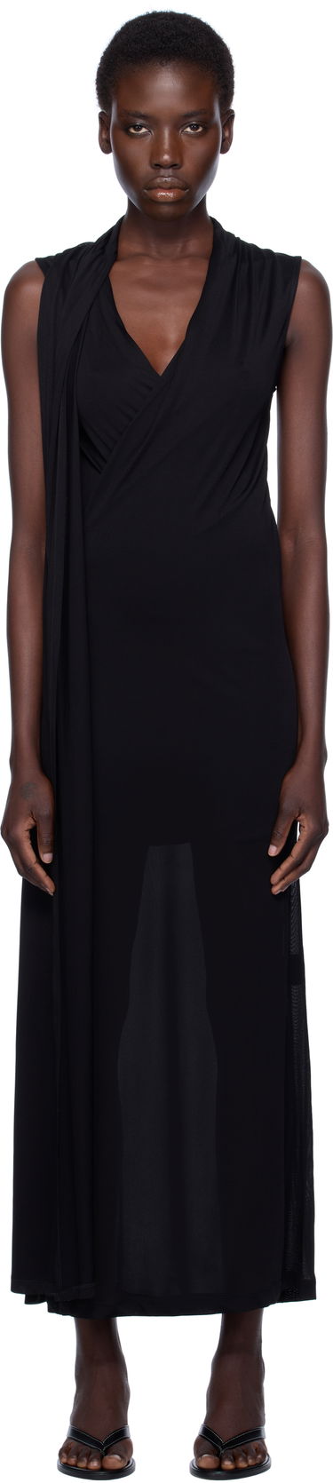 Klä TOTEME TOTEME Overlapped Scarf Maxi Dress Svart | 253-WRD0235-FB0266, 0