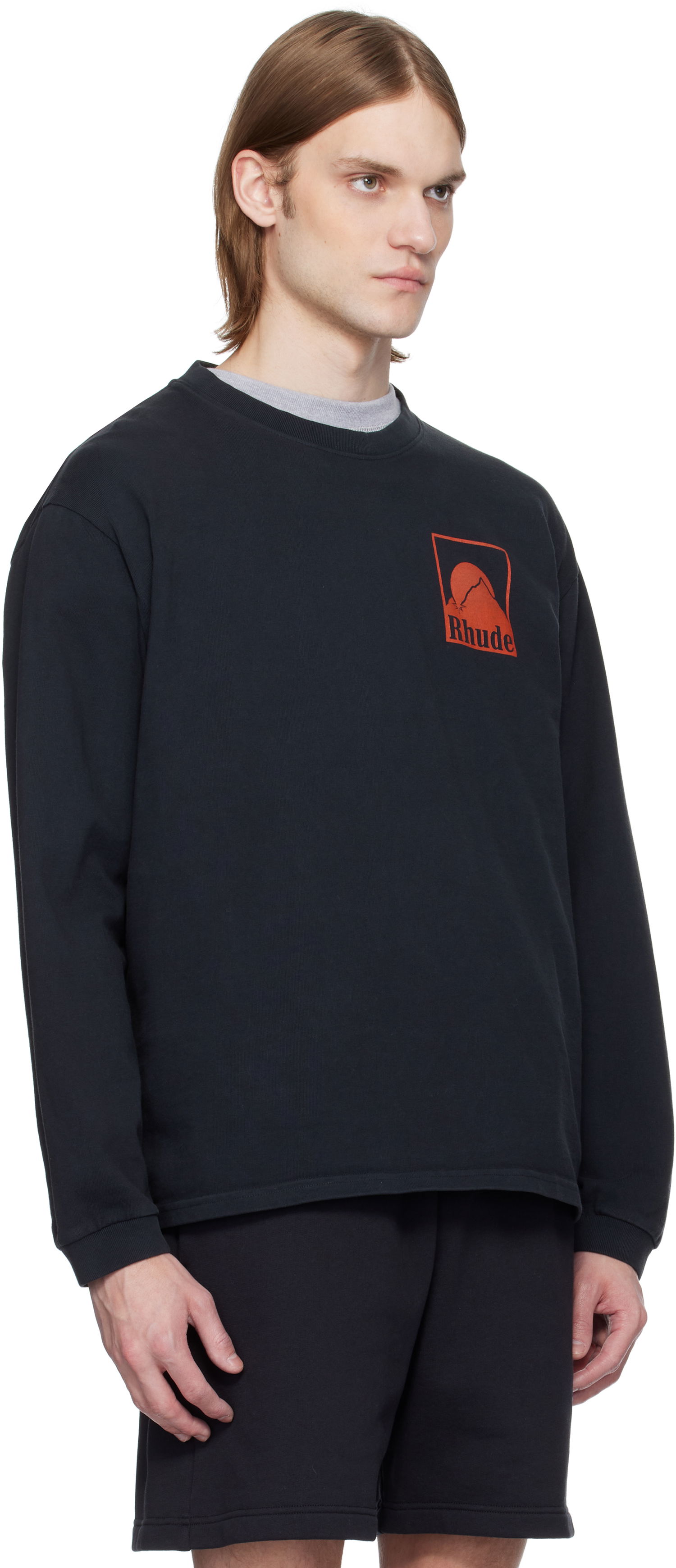 Sweater Rhude Rhude Moonlight Badge Long Sleeve T-Shirt Svart | RHSS25TT16012, 1