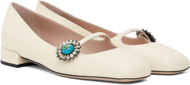 Skovård Valentino Valentino Garavani Mary-Jane Ballerina Flats with Crystal Embellishment Vit | 6W2S0LL7DHS, 3