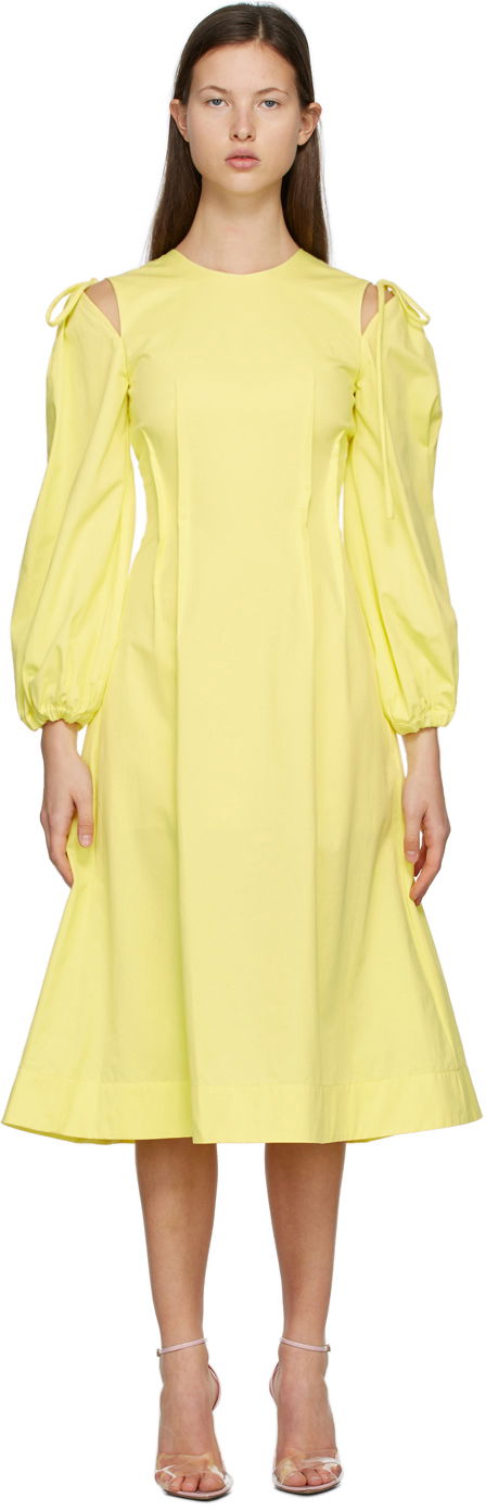 Klä MSGM MSGM Cut-Out Midi Dress Gul | 3041MDA25 217109, 0