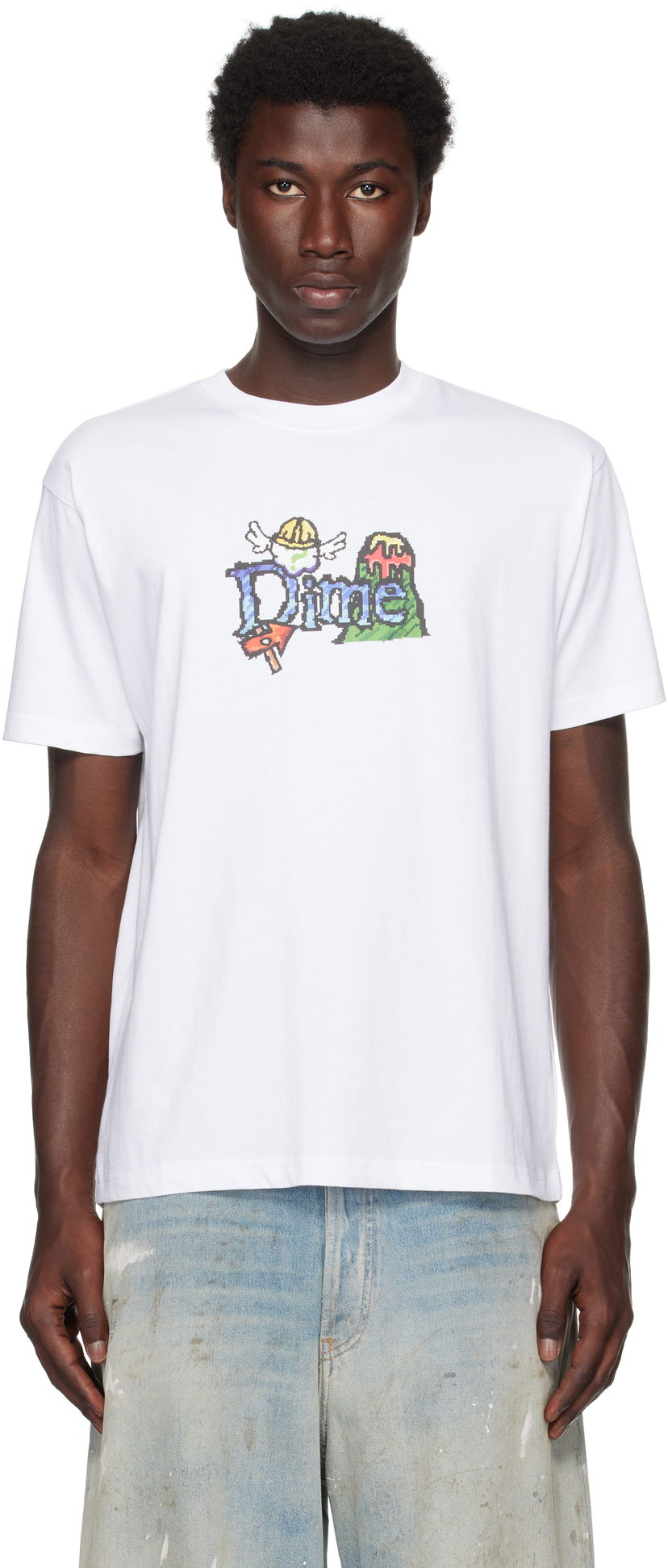 T-shirt Dime Classic Fuzzy Graphic T-Shirt Vit | DIMESU2550WHT