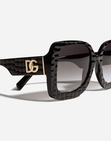 Solglasögon Dolce & Gabbana Oversized Square Crossed Textured Gradient Sunglasses Svart | VG4513VP88G9V000, 3