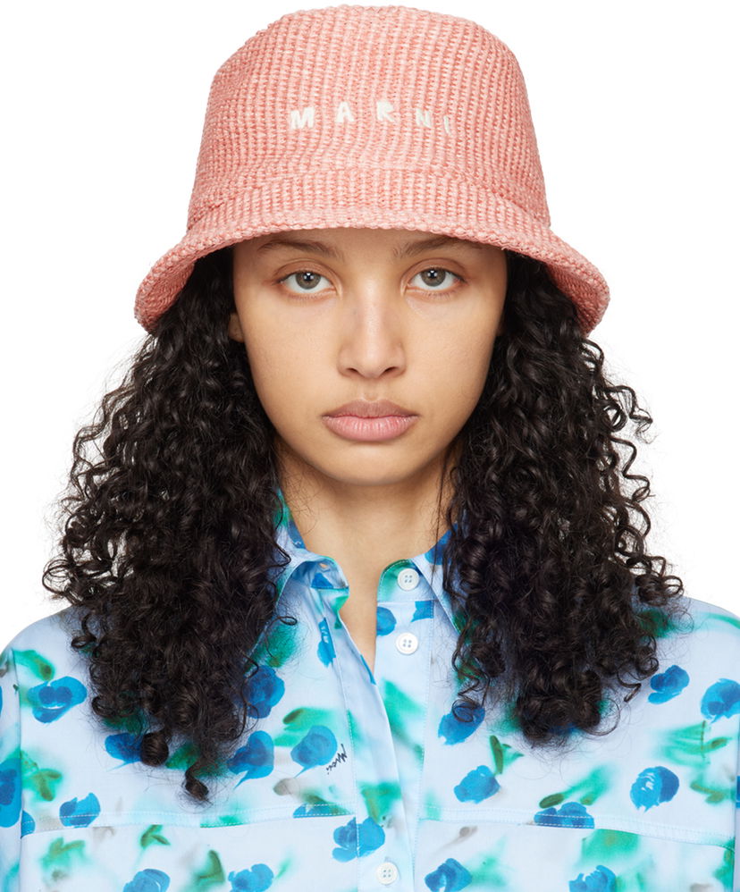 Hatt Marni Embroidered Bucket Hat Rosa | CLMC0067S1 UAC004