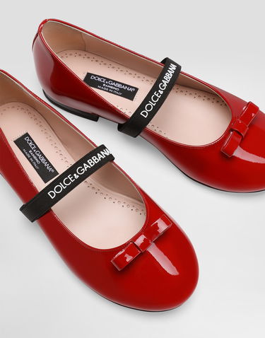 Tillbehör Dolce & Gabbana Dolce & Gabbana Patent Leather Ballet Flats with Elastic and Bow Röd | D11294A483187124, 3