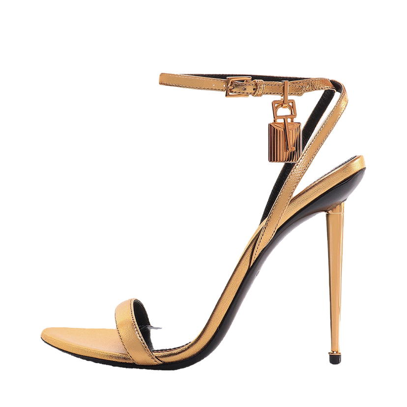 Sneakers och skor Tom Ford Metallic Leather Padlock Sandals Metallisk | W2272LSP014G1Y004
