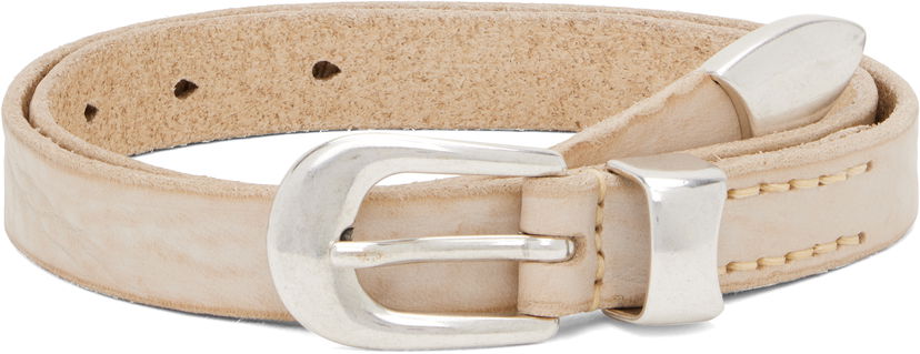 Bälten OUR LEGACY Textured Leather Buckle Belt Beige | A4258CCW