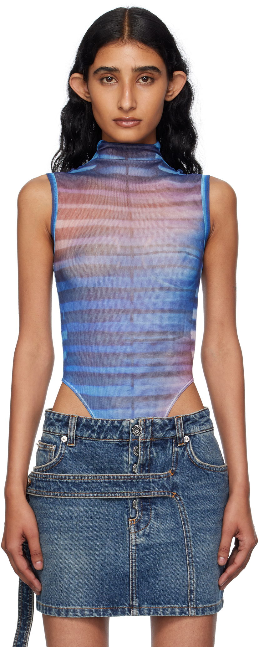 Kropp Jean Paul Gaultier Jean Paul Gaultier High Neck Printed Bodysuit Blå | 25/03-W-TO331-M005P-565034
