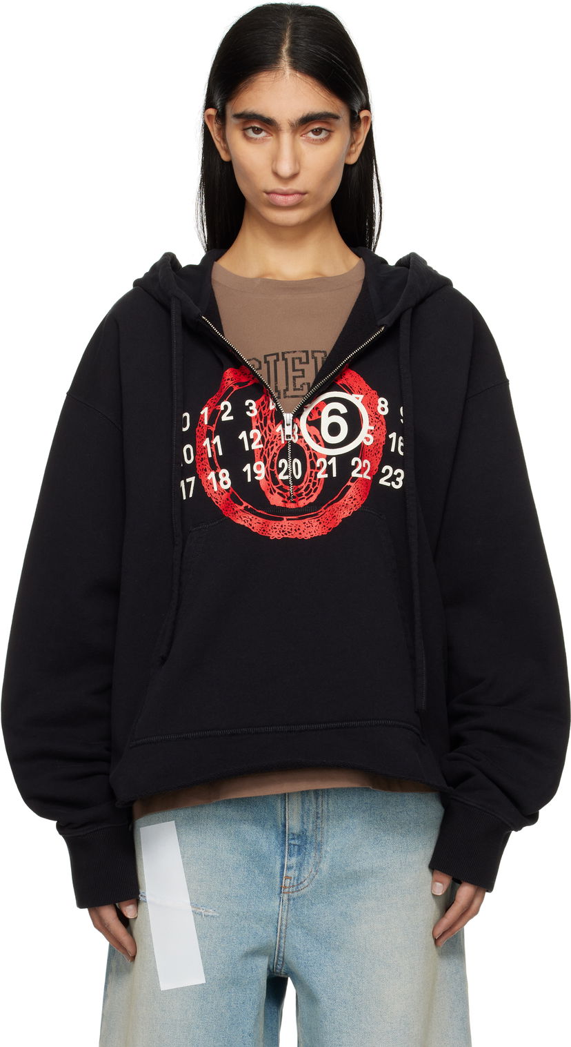 Sweatshirt Maison Margiela MM6 Maison Margiela Lunar New Year Capsule Zip-Up Hoodie Svart | S62GU0136 M25014