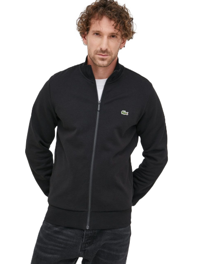 Sweatshirt Lacoste Brushed Fleece Zippered Sweatshirt Svart | SH9622