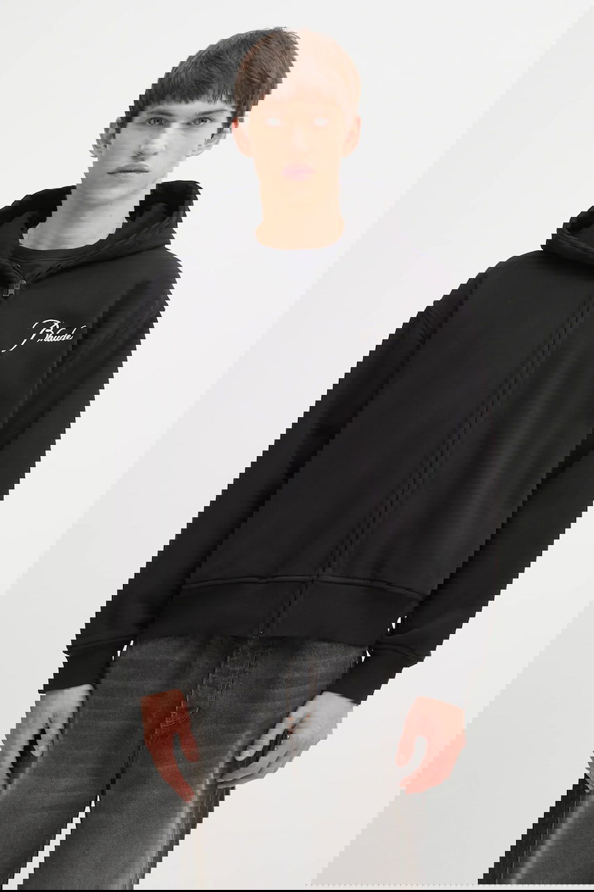 Sweatshirt Rhude RHUDE Classique Zip-Up Hooded Hoodie with Embroidered Logo Svart | RHFW25HO05012, 0