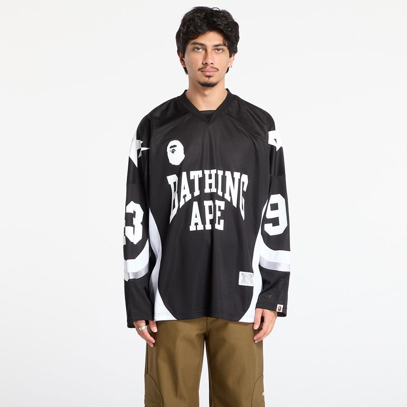 Jersey BAPE Line Camo Jacquard Logo Relaxed Fit Ice Hockey Jersey Svart | 001LTL801313MBLK