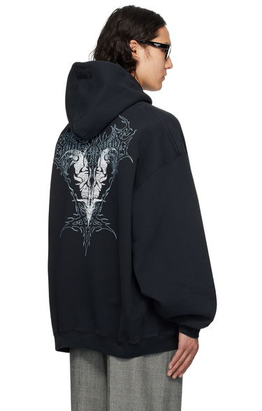 Sweatshirt VETEMENTS Vetements Bone V Oversized Hoodie Svart | UA66HD740B, 2