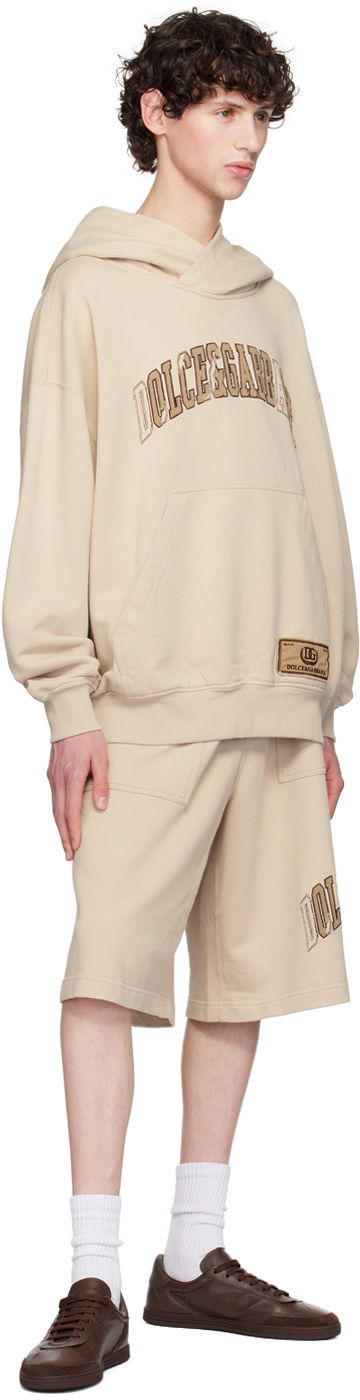Sweatshirt Dolce & Gabbana Embroidered Logo Hoodie Beige | G9AKPZG7NQI, 3