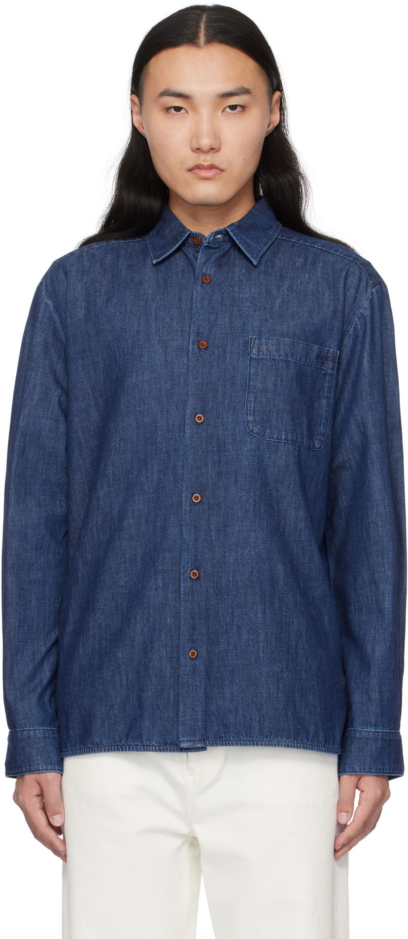 Skjorta A.P.C. Denim Shirt Blå | COGXF-H12553