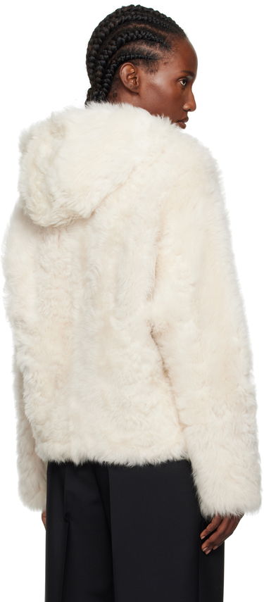 Jacka Yves Salomon Yves Salomon Short Hooded Shearling Jacket Vit | 26W25WYV62461TOSX, 2