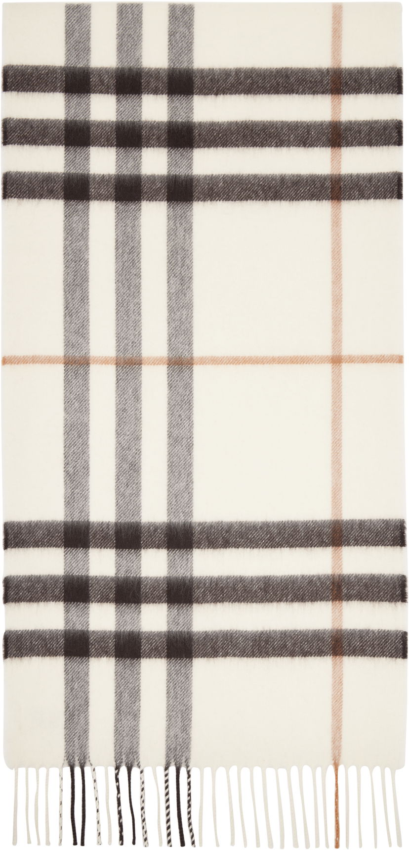 Halsduk Burberry Burberry Check Cashmere Scarf Vit | 8112634