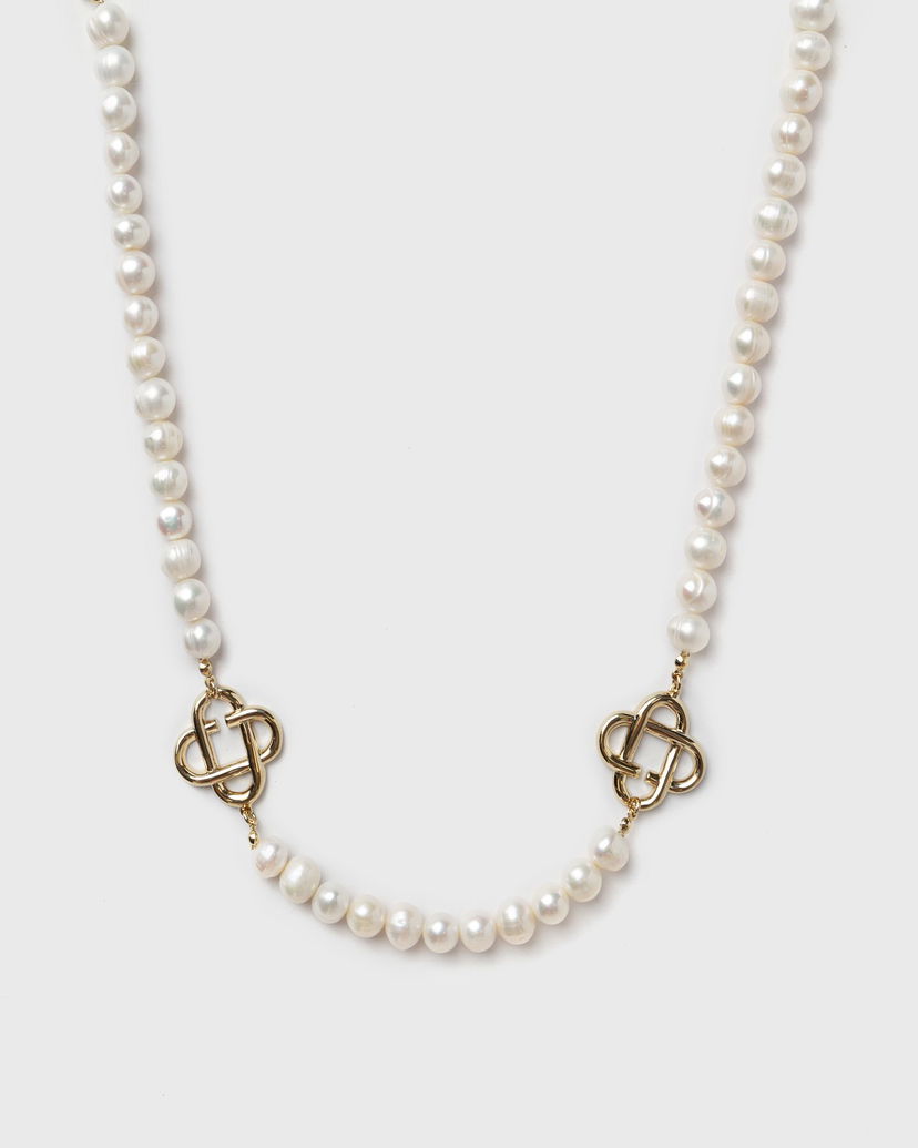 Halsband Casablanca Pearl Logo Necklace Vit | APF25-JW-085-01