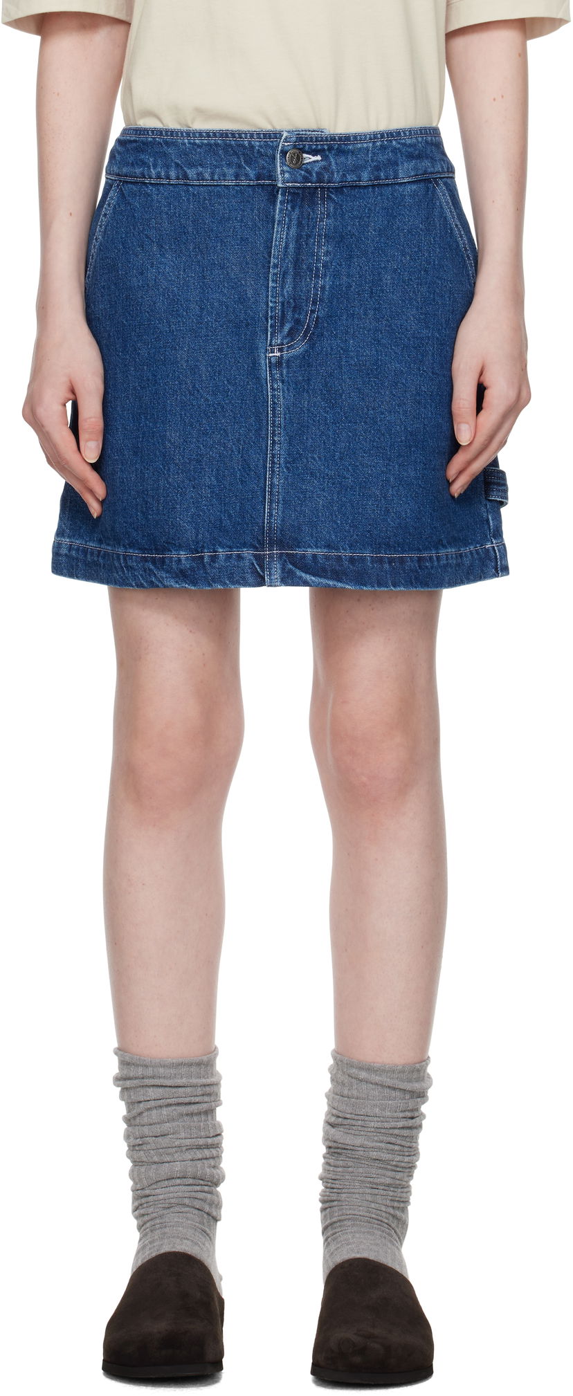Kjol A.P.C. Denim Miniskirt Mörkblå | COHET-F06435
