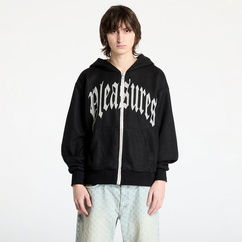 Sweatshirt Pleasures PLEASURES Twitch Knitted Zip Hoodie Svart | P25SP007 BLACK