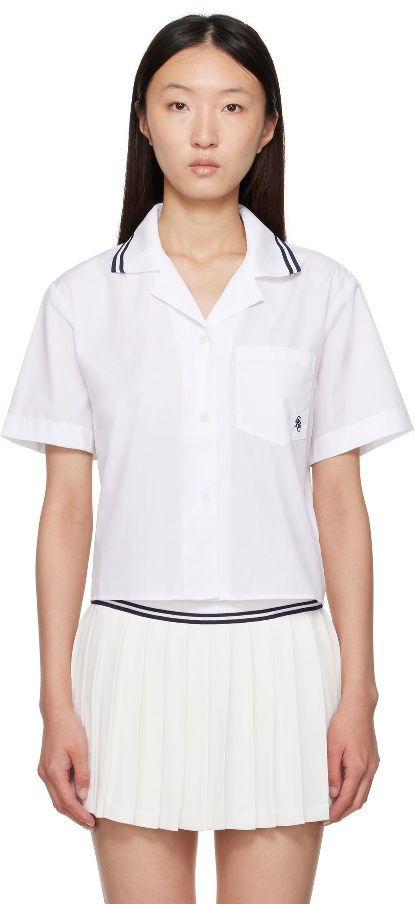 Skjorta Sporty & Rich Sporty & Rich 'SRC' Sailor Cropped Shirt Vit | SI023602302WH01
